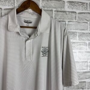 Whistling Straits x Straight Down Gray Striped Performance Golf Polo Mens XL
